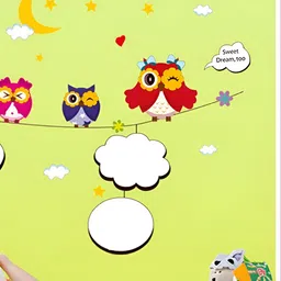 INDIAN ROYALS Yellow & Blue Owl Design Printed Self-Adhesive & Durable Wall Sticker image 5