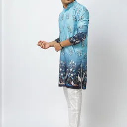 Aesthelia Men Floral Printed Regular Kurta with Pyjamas image 3