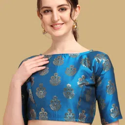 Oomph! Woven Design Boat Neck Saree Blouse-picture-34
