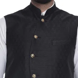 VEERA PARIDHAAN Jacquard Mandarin Collar Nehru Jackets image 2
