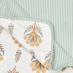 DecorativeDreams White & Grey Printed Cotton Summer 150 GSM Single Bed Blanket image 4