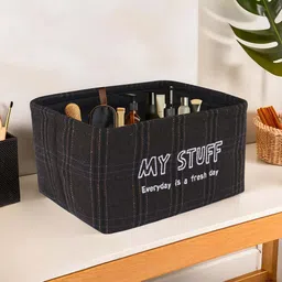 Aura 6Pcs Black Checked Cosmetic & Skincare Dressing Table Organizer image 2