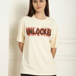 Metronaut Women Pack of 2 Lion King Typography Printed Cotton Oversized T-shirts-image-92