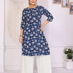 Rangita Floral Printed Round Neck Straight Kurta-image-62