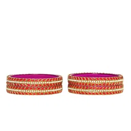 KOTTIAR CREATIONS Set Of 4 Crystal Studded Glass Bangles-image-10