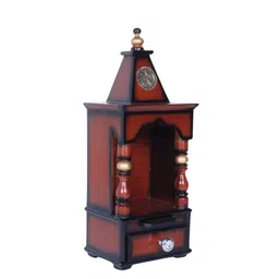 DZYN Furnitures Brown & Yellow Wooden Aradhya Wall Mount Pooja Mandir Without Door image 5
