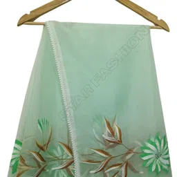 dupattaa Organza Hand Painted Light Green Women Dupatta-picture-10