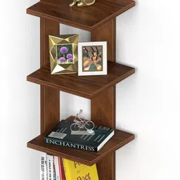 bluewud Braine Wall Decor Shelf Display Rack Decorative Hall Décor for Living room Engineered Wood Semi-Open Book Shelf image 2