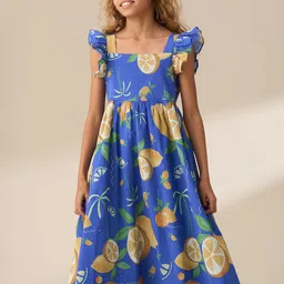 Angel & Rocket Floral Print Flutter Sleeve Fit & Flare Midi Dress-picture-26