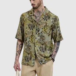 Snitch Men Relaxed Oversized Fit Cuban Collar Ethnic Motifs Printed Casual Shirt image 5