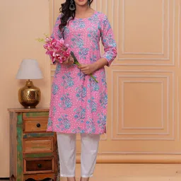 PARTHVI Floral Printed Pure Cotton Straight Kurta-picture-16