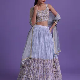 DIVASTRI Embroidered Mirror Work Semi-Stitched Lehenga & Unstitched Blouse With Dupatta-picture-48