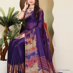 MAGNEITTA Floral Pure Chiffon Saree image 5