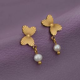 Carlton London Gold Plated Contemporary Drop Earrings-picture-33