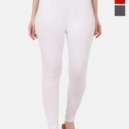 Dimpy Garments Pack Of 3 Pure Cotton Mid Rise Ankle Length Leggings-picture-23