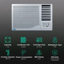 Carrier ESTRELLA Ex 1 Ton 3 Star Window AC (2024 Model, Copper Condenser, Dust Filter, CAW12EC3R34F0) image 2