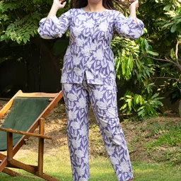 Moda Rapido Floral Printed Round Neck Pure Cotton Top With Trouser image 3