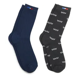 BAESD Men Pack Of 2 Patterned Calf Length Socks image 2