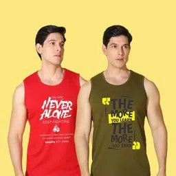 WOOSTRO Men Pack Of 2 Typography Printed Applique Slim Fit T-shirt image 4