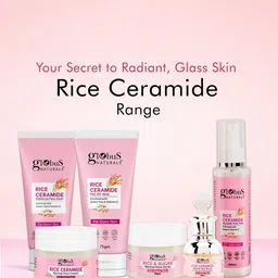 Globus naturals Set Of 4 Rice Ceramide Face Cream Face Toner Scrub & Peel off Mask Combo image 3