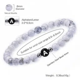 EDMIRIA Unisex Set of 2 Black & White Initial Letter Beaded Bracelet image 3