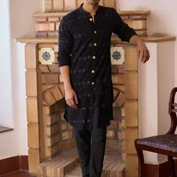 Ankit V Kapoor Gohar Geometric Embroidered Beads & Stones Straight Kurta with Churidar image 1