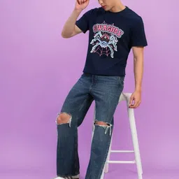 SWAGNOX Men Biker Printed Raw Edge T-shirt image 4