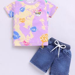 KIDZELLO Boys Printed Pure Cotton T-Shirt With Shorts-picture-12