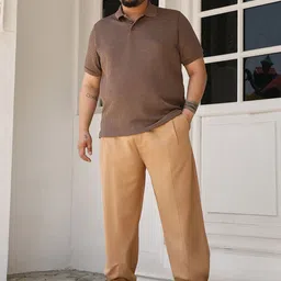 Instafab Plus Men Comfort Mid-Rise Flat-Front Relaxed Fit Regular Trousers image 5