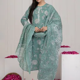 Gs Fashions Women Pure Cotton Kurta with Trousers & With Dupatta image 3