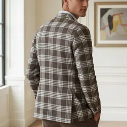 INVICTUS Checked Notched Lapel Long Sleeves Single Breasted Blazer image 3