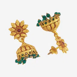 Kushal's Fashion Jewellery 92.5 Pure Silver Gold-Plated Dome Shaped Jhumkas Earrings image 3