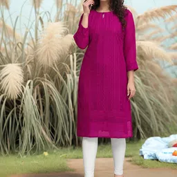 Anouk Rustic Ethnic Motifs Embroidered Pure Georgette Kurti-picture-22