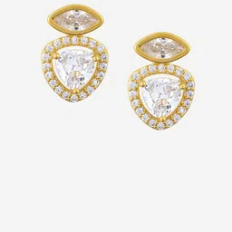 Kushal's Fashion Jewellery Gold-Plated Zircon Studded Geometric Shaped Studs image 2