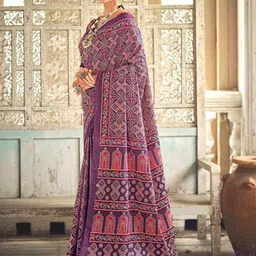 LAKHANI COTTONS Women Ajrak Block Pure Cotton Saree image 3