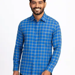 Garment Globe Checked Spread Collar Khadi Cotton Shirt-picture-31