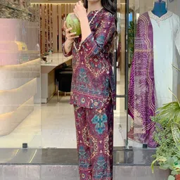 SRF JAIPUR Printed Mandarin Collar Tunic & Trousers Co-Ords image 2