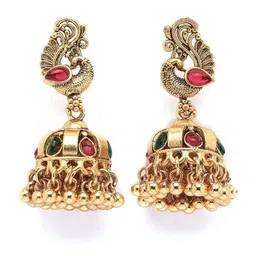 KARATCART Gold-Plated Artificial Stones Studded Goddess Laxmi Mata Temple Jewellery Set image 4
