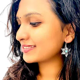 Jeweltos Silver-Plated Floral Shaped Oxidized Drop Earrings-picture-17