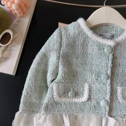 StyleCast x Revolte Girls Collarless Self Design Tailored Jacket image 4