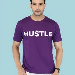 NOBLE HUSTLE Typography Printed Round Neck Short Sleeves Cotton T-shirt-picture-19