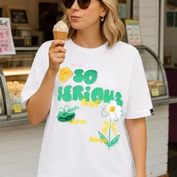 bewakoof heavy duty Bewakoof Women Bright White Graphic Printed Oversized T-shirt-picture-31