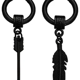 M Men Style Stainless Steel Silver-Plated Contemporary Shaped Hoop Earrings image 2