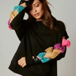 StyleCast Self Design Round Neck Embellished Pullover Sweater-image-18