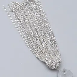 StyleCast Silver-Plated Rhinestone Studded Tasselled Circular Drop Earrings image 4