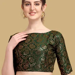 Oomph! Jacquard Woven Design Boat Neck Saree Blouse-picture-22