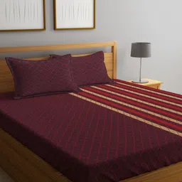 Myntra Elegant Homes Red Geometric Printed 400 TC King Bedsheet Set 2.5 m X 2. 25 m-picture-33