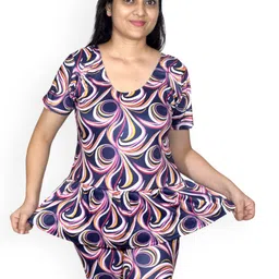 Aqua Holic Printed Full Swimset With Attached Shorts image 1