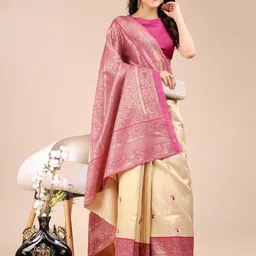 Astita Ethnic Motif Woven Design Zari Banarasi Saree image 4
