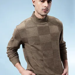 glitchez Self-Design Checked Round Neck Pullover-image-77
